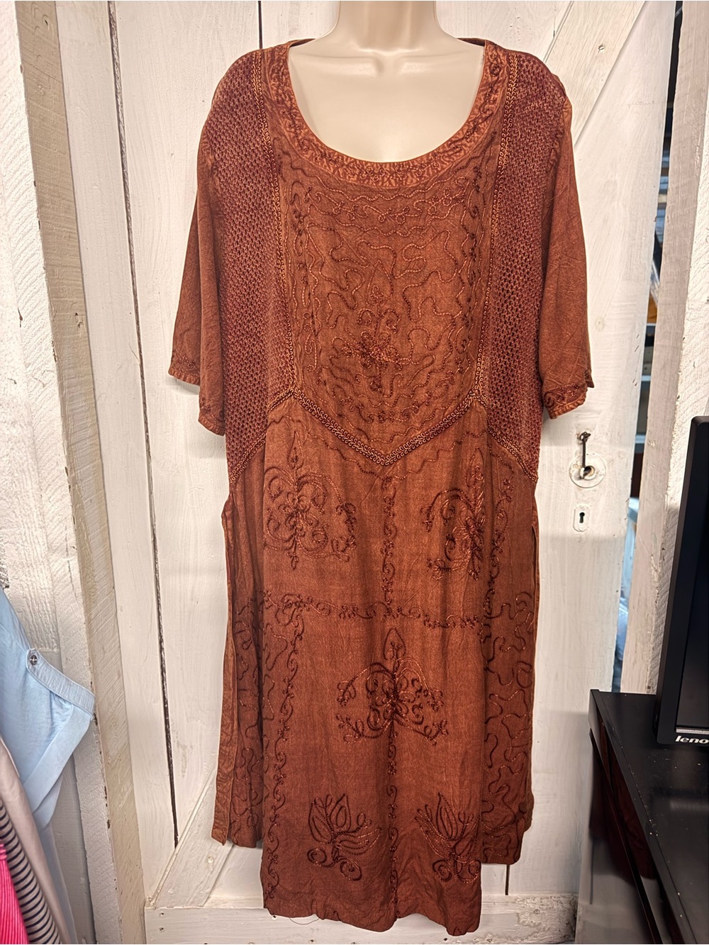 Bila Brown Embroidered Midi Dress - Picture 3 of 4